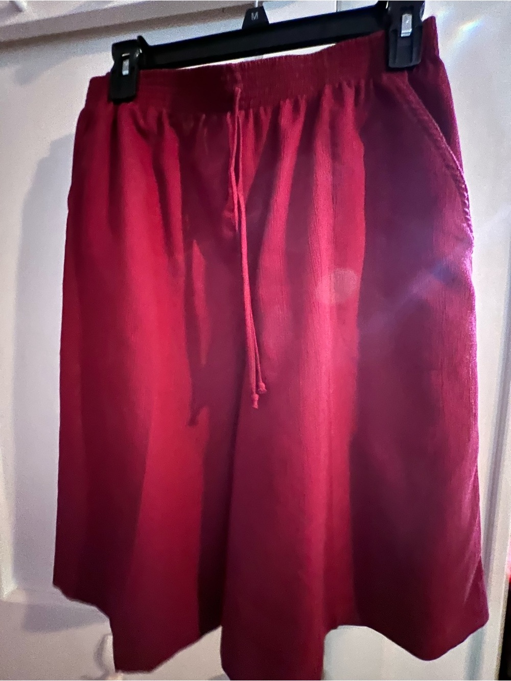 Womens Red Drawstring Casual Shorts